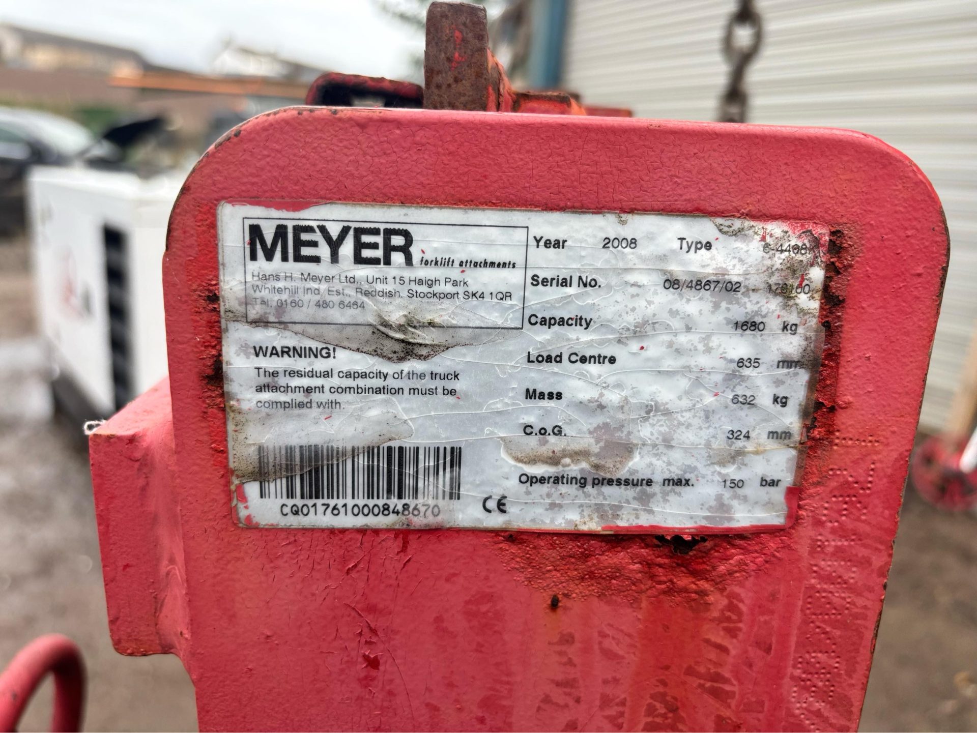 2008 MEYER HYDRAULIC WIDENING FORKLIFT BLOCK ATTACHMENT DIESEL FORK LIFT - Image 4